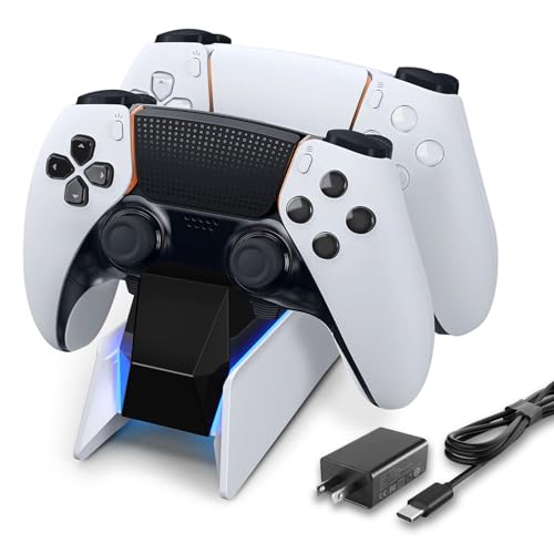 afbptek PS5 Controller Charging Station Dock, Dual Charging for Dualsense, playstation 5 Wireless Accessories with Blue LED ON/Off Automatically