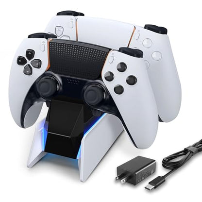 afbptek PS5 Controller Charging Station Dock, Dual Charging for Dualsense, playstation 5 Wireless Accessories with Blue LED ON/Off Automatically