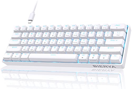 DIERYA 60% Mechanical Keyboard, DK61se Wired Gaming Keyboard with Brown Switches, LED Backlit Ultra-Compact 61 Keys Mini Office Keyboard for Windows Laptop PC Gamer Typist（White） - color: White, size: Brown Tactile Switch