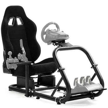 Dardoo Racing Simulator Cockpit Frame with Black Seat for 12Nm Direct Drive | for Logitech G27 G29 G920 G923, for Moza/Thrustmaster/Fanatec, Adjustable Racing Stand, not Included Wheel Pedal Handbrake
