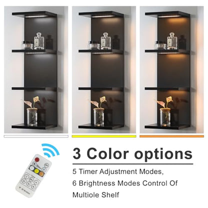 4 Tier LED Wall Shelf, Black | Modern Floating Shelves for Makeup Vanity, Bedroom,Living Room ,Easy Install Cosmetic & Display Lack - color: 4l-black