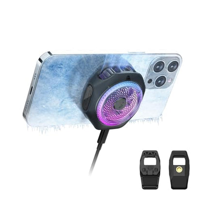 Black Shark Magnetic Cell Phone Cooler 4Pro, Portable RGB Cooling Fan, Cellphone Radiator with Removable Grip, App-Controlled Smart Temperature Control for iPhone MagSafe Series/Android/Tablet/iPad - color: New 4Pro Black