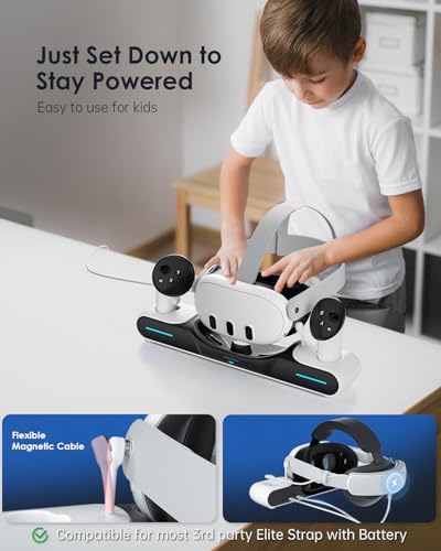 Magnetic Charging Dock Station for Meta Quest 3/3S Charging Stand | Charging station for quest 3/3S accessories, fast charging, space-saving VR organizer for VR gamers & family users charger