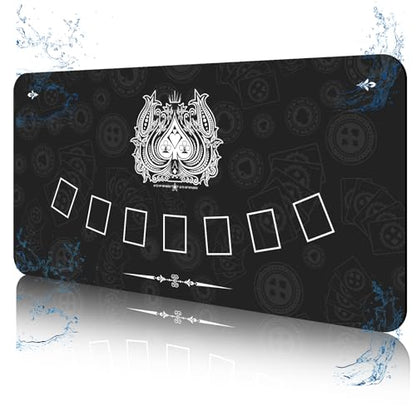 70 x 35 Inch Poker Mat for Table, Texas Hold'em Poker Table Top Mat with Carrying Bag, Waterproof Anti-Slip Rubber Blackjack Mat for Home Game Nights Up to 8 Players - color: Black-blackjack