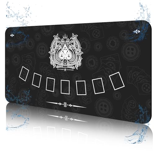 70 x 35 Inch Poker Mat for Table, Texas Hold'em Poker Table Top Mat with Carrying Bag, Waterproof Anti-Slip Rubber Blackjack Mat for Home Game Nights Up to 8 Players - color: Black-blackjack