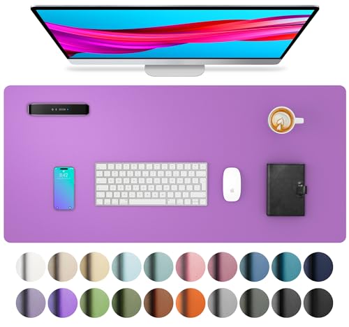 Aothia Leather Desk Pad Protector, Mouse Pad, Office Desk Mat, Non-Slip PU Leather Desk Blotter, Laptop Desk Pad, Waterproof Desk Writing Pad for Office and Home (23.6" x 13.7", Iris Violet) - color: Iris Violet, size: 23.6" x 13.7"
