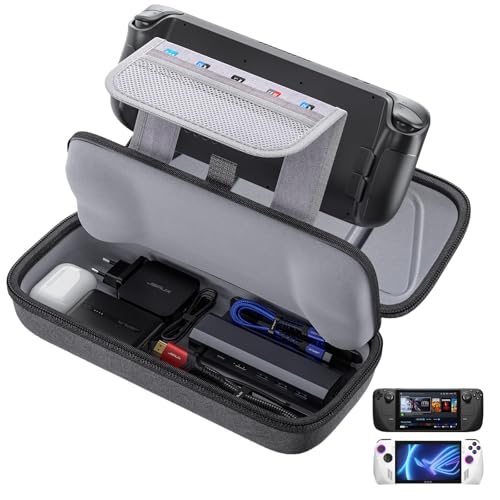 JSAUX Carrying Case for Steam Deck/ROG Ally, Hard Shell Travel Case | Large-capacity Storage, Fits Charger and Dock, Portable Case for Steam Deck OLED