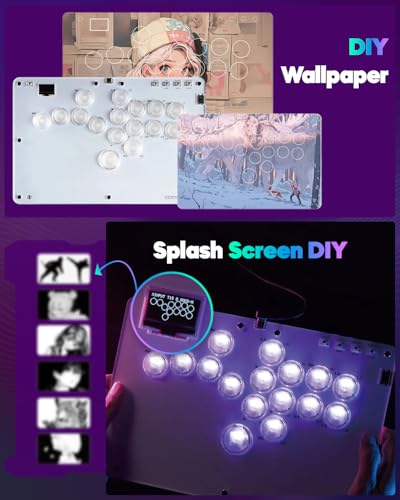 Haute42 R16 Leverless Arcade Stick, Hot-Swap 16-Key Fighting Controller | Custom RGB & Turbo Functions & Hot Swap Supported, Compatible with PC/Ps3/Ps4/Switch/Steam - color: White