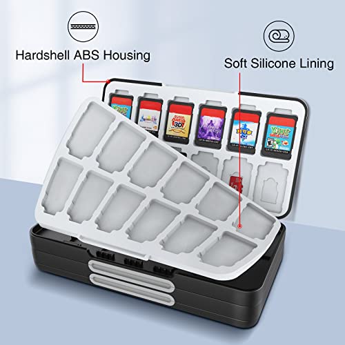HEIYING Switch Game Card Case for Nintendo Switch 2(2025)/ OLED/Lite,Black Portable Travel Carry Case with 72 Game Card Slots and 24 Micro SD Cards Slots - color: Black