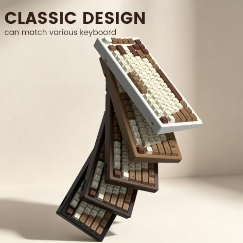 dagaladoo Double Shot PBT keycaps Coffee, Cherry Profile Keyboard Keycaps | Retro key caps set,Custom keycaps for 60% 65% 75% 100% Cherry-MX switch Mechanical Keyboard,131-keys - color: White/Brown