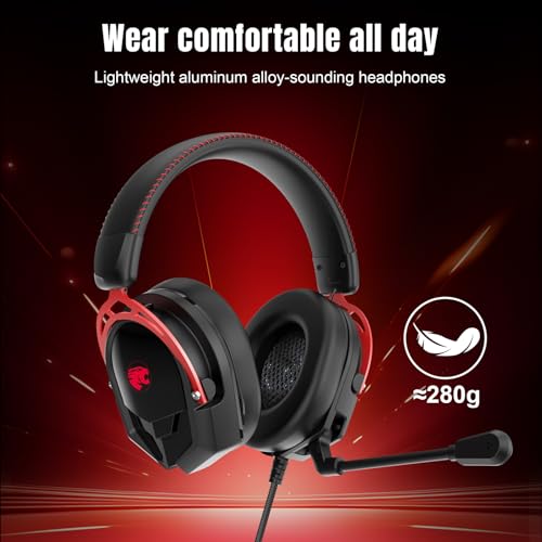 IMYB A88 Gaming Headset with Mic for Ps5, Pc, Xbox One Series X/s, Ps4, Switch, Stereo Wired Noise Cancelling Headphones with Microphone for Computer, Laptop, Mac, Nintendo, Games (Red) - color: BlackRed