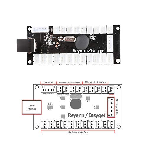 LED Arcade DIY Parts 2x Zero Delay USB Encoder + 2x 8 Way Joystick + 20x LED Illuminated Push Buttons for Mame Jamma Arcade Project Red + Blue Kits