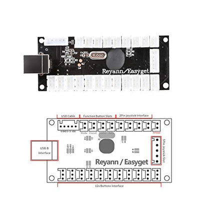 LED Arcade DIY Parts 2x Zero Delay USB Encoder + 2x 8 Way Joystick + 20x LED Illuminated Push Buttons for Mame Jamma Arcade Project Red + Blue Kits
