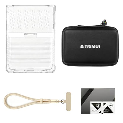 Accessory Kit Compatible with TRIMUI Brick Pro, Clear PC Protective Case, Hard EVA Carrying Case, Tempered Glass Screen Protector, Wrist Strap & Cleaning Cloth, Retro Handheld Game Console Accessories - color: Transparent