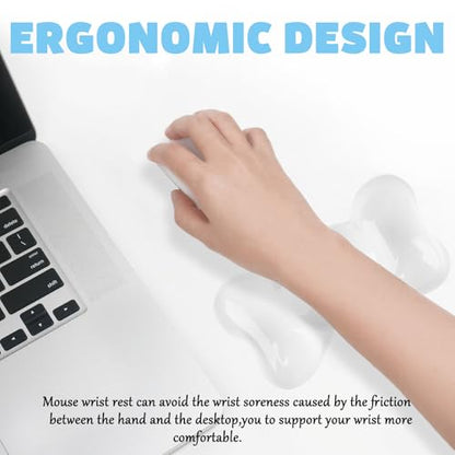 Gel Wrist Rest for Keyboard and Mouse Transparent White Bow Elbow Pad Cushion Ergonomic Cute Clear Cool Heart Mouse Wrist Pad Silicone Non-Slip Support for Computer Gaming Home Office Girl Hand Pillow - color: Bow White