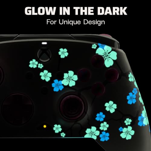 PDP Gaming REMATCH GLOW Enhanced Wired Controller: Licensed Gamepad for Xbox Series X|S, Xbox One, Windows PC, Mappable Back Buttons, Advanced Customizable App - Cherry Blossom (Pink Glow in the Dark) - color: Cherry Blossom (Glow in the Dark), style: Con