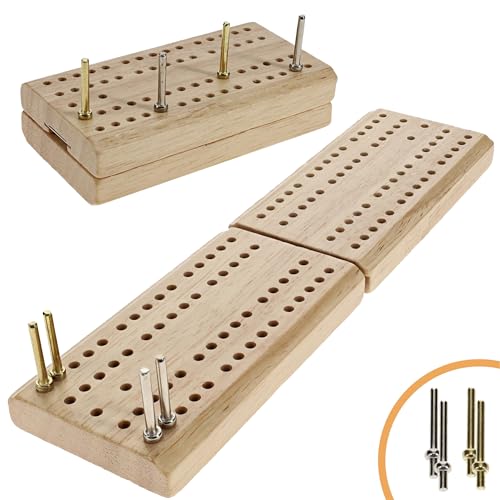 WE Games Wooden Folding Travel Cribbage Board with Metal Pegs, Small Size for Easy Travel - size: Mini