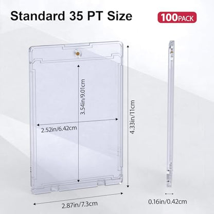 SAMYUCHO 100ct Magnetic Card Holder, 35pt One Card Touch Holders for Trading Cards, U-V Protection Card Display Case Protectors Sleeves Hard Plastic Cover for Sports Game - size: 100 Pack