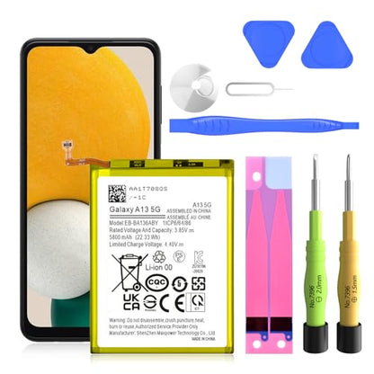 SHENMZ 5800mAh Battery for Galaxy A13 5G SM-A136 with Repair Tools | EB-BA136ABY Battery for Samsung Galaxy A13 5G SM-A136U/U1/W Overcharge/Overheat/Short-Circuit Protection - style: A13