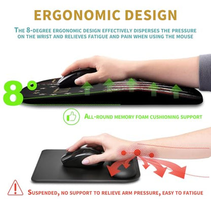 Hokafenle Ergonomic Mouse Pad Wrist Support with Massage Design, Wrist Rest Pain Relief Mousepad with Memory Foam&Non-Slip PU Base, Mouse Pads for Wireless Mouse & Desk (12x8 inch,Flag) - color: HK029-Flag