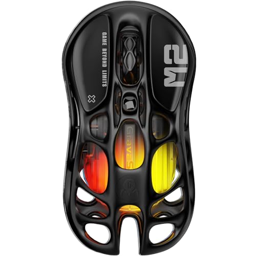GravaStar Mercury M2 Wireless Gaming Mouse with 26,000 DPI, PAW3395DM Sensor -79g Lightweight Hollowed-Out Design -5 Programmable Buttons -5 Dynamic Lightsync RGB - color: Stealth Black