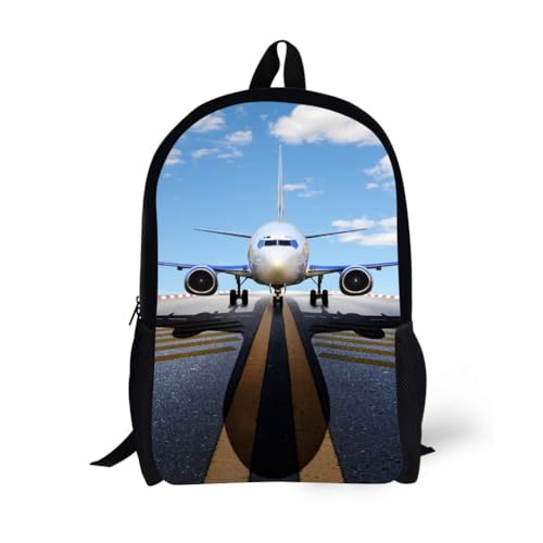 Plane Backpack 17 Inch Student Book Bag for Kids Boys Mens Aircraft Design - color: Plane Backpack 6