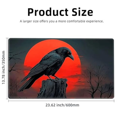 for MTG Playmat TCG Card Game Mat with Stitched Edges,Board Game Mats Non-Slip Waterproof Rubber Base 24 x 14 inch for CCG RPG DTCG Trading Card,Crow Moon Night - color: Crow Moon Night