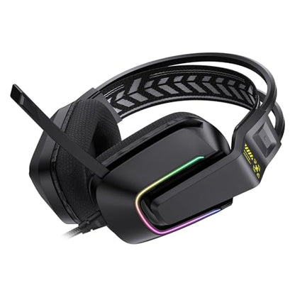Keenso Wired Gaming Headset, ABS PC Gaming Headset with 50mm Drivers, Memory Foam Ear Cushions, Adjustable Headband, Rotatable Mic for PC Laptop Console Mobile Users (Black)