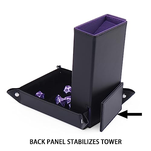 DND Dice Tower and Tray Set with Non-Scratch Felt Lined Rolling and Velvet Surface - Folding Auto Dice Roller Dice Rolling Tower for RPG Board and Table Games - color: Bule