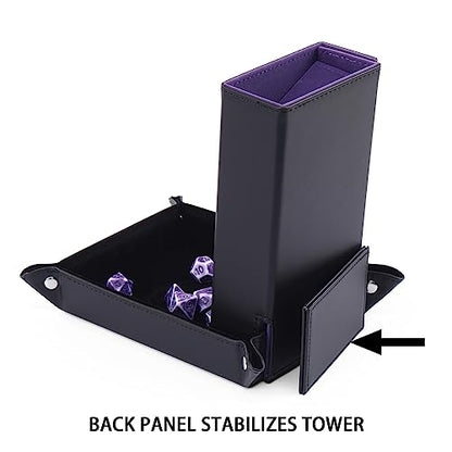 DND Dice Tower and Tray Set with Non-Scratch Felt Lined Rolling and Velvet Surface - Folding Auto Dice Roller Dice Rolling Tower for RPG Board and Table Games - color: Bule