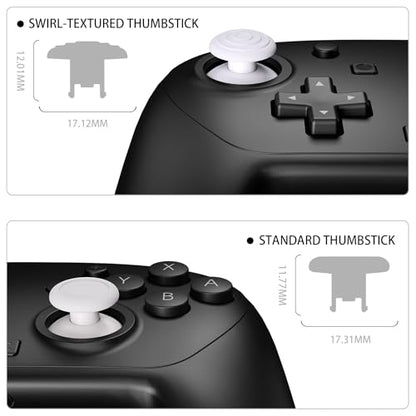 eXtremeRate ThumbsGear Interchangeable Ergonomic Thumbsticks for Nintendo Switch 2 Pro Controller, Replacement Analog Thumb Sticks & Tools, 2 Height Adjustable Convex & Concave Grip Joysticks - White - color: White
