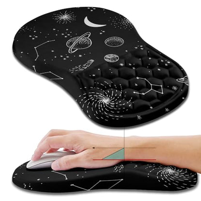 Hokafenle Ergonomic Mouse Pad Wrist Support, Wrist Rest Mousepad for Carpal Tunnel Pain Relief with Integrated Memory Foam Slope Massage Bulge (11.8x7.9 inch,Galaxy - color: KM04-Constellation Galaxy