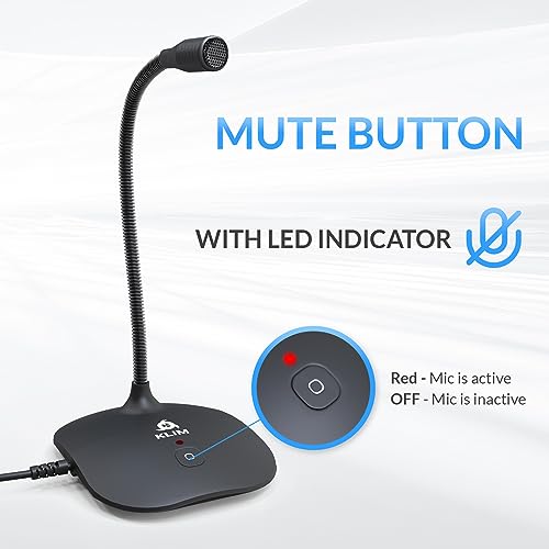 KLIM Talk USB Desk Microphone for Computer - New - Compatible with Any PC Laptop Mac - Professional Desktop Mic with Stand - Recording Gaming Streaming YouTube Podcast Mics | Wide Compatibility, Plug and Play, Professional High Definition Audio, Easy and