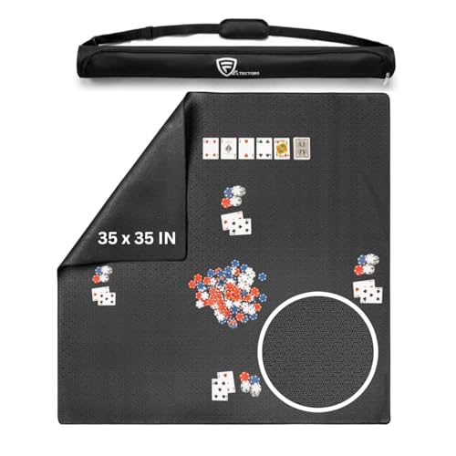 Board Game Mat for 36 x 36 in Tables, Mahjong Mat with Carrying Bag, Neoprene Playmat, Table Cover for Board Games, Tile, Poker, RPG and Dominoes (Black) - color: Black