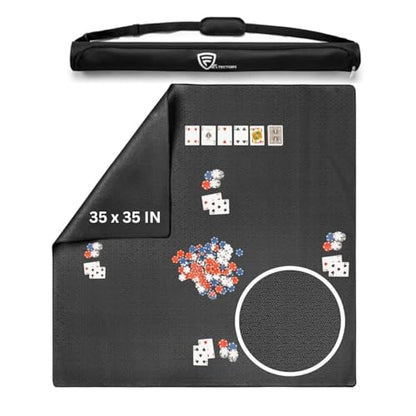 Board Game Mat for 36 x 36 in Tables, Mahjong Mat with Carrying Bag, Neoprene Playmat, Table Cover for Board Games, Tile, Poker, RPG and Dominoes (Black) - color: Black