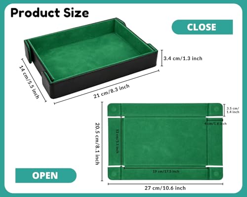 Magnetic Dice Tray for DND Dice Folding Dice Rolling Tray PU Leather Dice Holder for Tabletop RPG Board Games