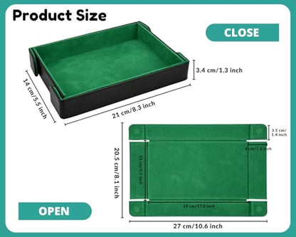 Magnetic Dice Tray for DND Dice Folding Dice Rolling Tray PU Leather Dice Holder for Tabletop RPG Board Games