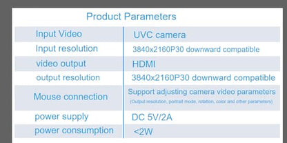4K30Hz UVC to HDMI Converter/Adapter with Power Delivery, Compatible with DJI Osmo Action 4/5 & Pocket 3, Insta360, USB to HDMI, for Live Streaming, Webcam to TV/Monitor/Capture Card