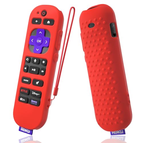 Silicone Case for Roku Voice Remote Pro 2nd Ed. - Protective Shockproof Skin with Lanyard (Red) - color: red