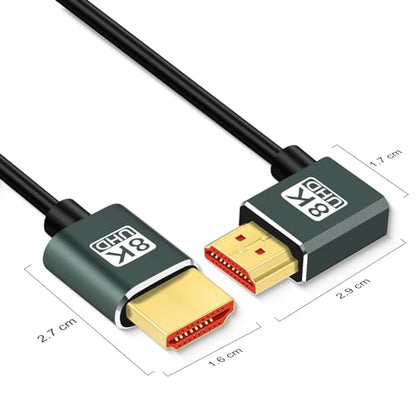 Thsucords Ultra Thin 8K HDMI 2.1 90 Degree Right Angle Cable 6.6FT, Flexible Slim High Speed Cord Support 4K@120Hz 8K@60Hz Compatible with Roku TV/HDTV/PS5/Blu-ray - size: 6.6FT, style: 90 Degree Right Angle