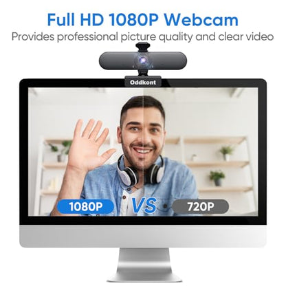 Full HD 1080P Webcam with Microphone, Auto-Light Balance, Rotatable Design,Privacy Cover, Plug and Play for Zoom, Skype,Web Conferencing - Compatible with Windows, Mac, Laptop, Desktop