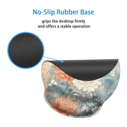 Mouse Pad with Wrist Support, Ergonomic Mouse Pad with Memory Foam Wrist Rest Cushion, Non-Slip Rubber Base Gaming Mice Pad for Home Office Computer Laptop,Aesthetic Flower - color: Aesthetic Flower