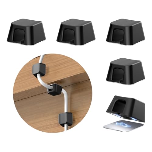 Magnetic Clip for Cords, Maveek 5 Pack Cable Holder Magnet Cord Clips Organizer Desk Wall Metal Table Cable Management for Charger USB C Home Office Car (Black) - color: Black, size: S(φ0.24''）
