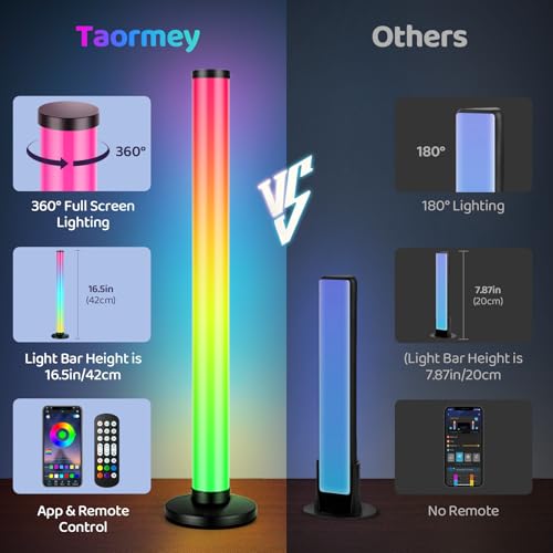 RGB Smart IC Light Bars for TV, 2x16.5In 360° Full Screen Lighting LED Light Bar with Remote & App Control,Music Sync Color Chasing Lights Bar USB Powered for Gaming Room Bedroom Desktop Party
