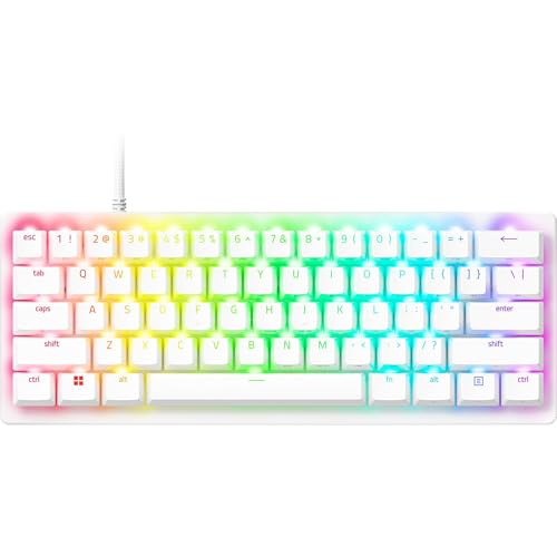 Razer Huntsman V3 Pro Mini 60% Esports Gaming Keyboard, White | Analog Optical Switches, Razer Snap Tap, Rapid Trigger, Adjustable Actuation, Dual-Purpose Mod Keys, Doubleshot PBT Keycaps - color: White, size: Mini 60%, style: 1000 Hz Polling