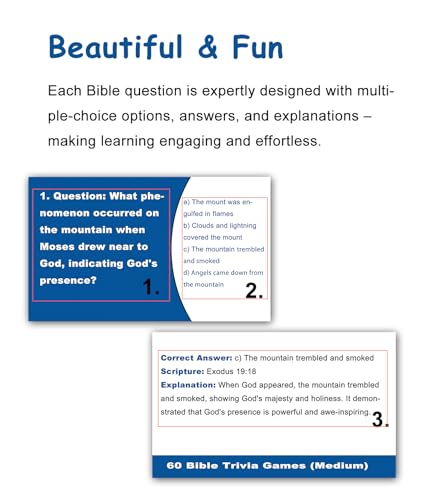 180 Bible Trivia Board Games Cards for Adults and Family, Fun Christian Gift Trivia Game Cards for Bible Study