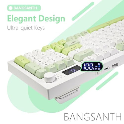 Wireless Keyboard, Quiet Keyboard for Work, Tri-Mode BT5.0/2.4GHz/USB-C, Creamy Keys with RGB Backlight, 94-Key, Anti-ghosting Keys, Compatible with PC, Mac, Gaming Consoles