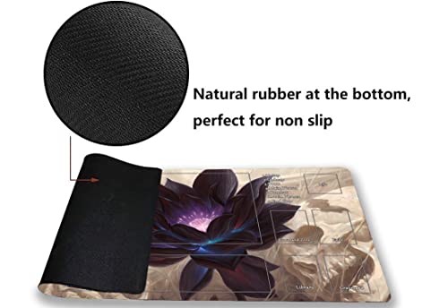 MTG Playmat, Game Play Mat for MTG TCG 24 x 14 inches Trading Card Inked Game Playmats with Storage Bag Smooth Rubber Surface Battle - color: Black Lotus With Zones1