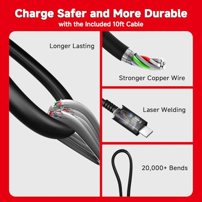 2-Pack Charger for Nintendo Switch, 45W AC Adapter Fast Charging with 2-Pack 10ft Detachable USB C Cable, Compatible with Switch/OLED/Lite, Steam Deck, Support TV Mode, Original Quality - size: 2Pack 10FT