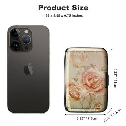 ELFISH Mini RFID Aluminum Wallet Credit Cards Holder Business Card Case Metal ID Case for Men Women(Champagne rose) - color: Champagne rose
